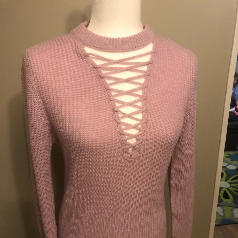 Low cut pink sweater